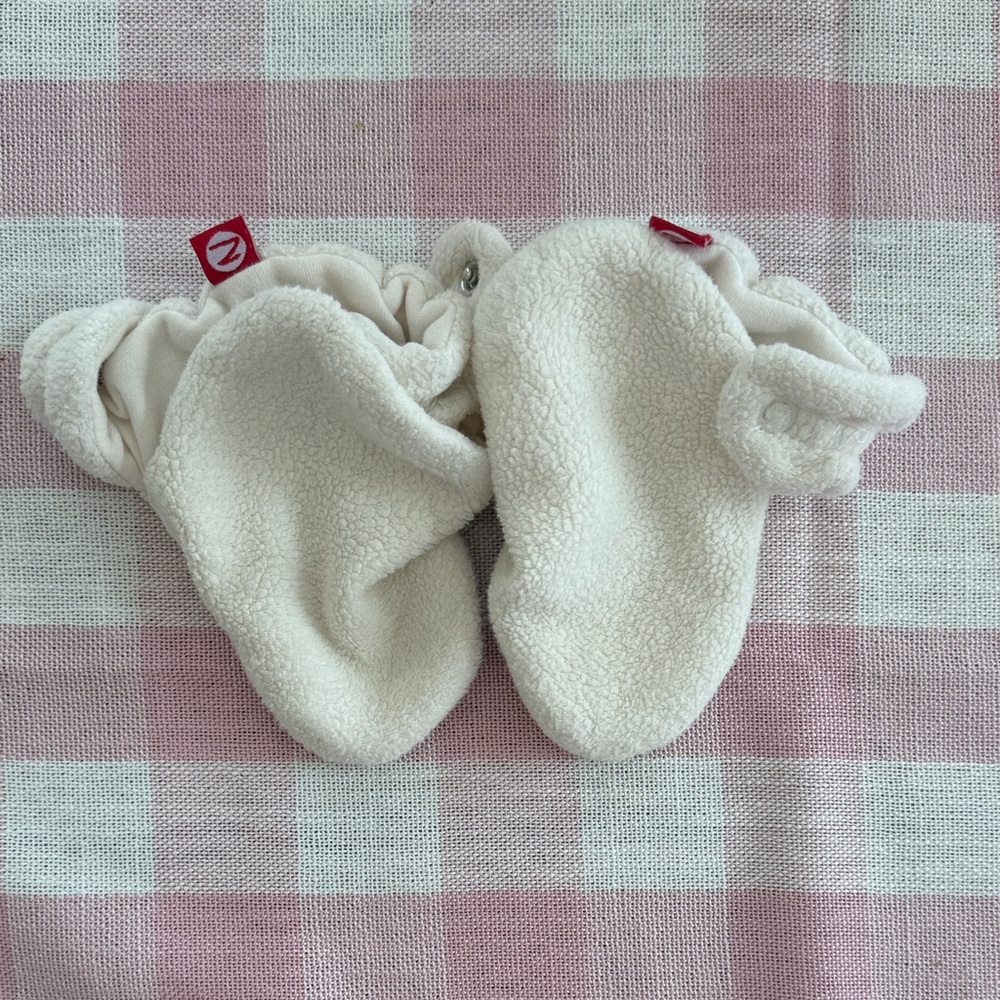 Zutano Cozy Cream and grey Booties